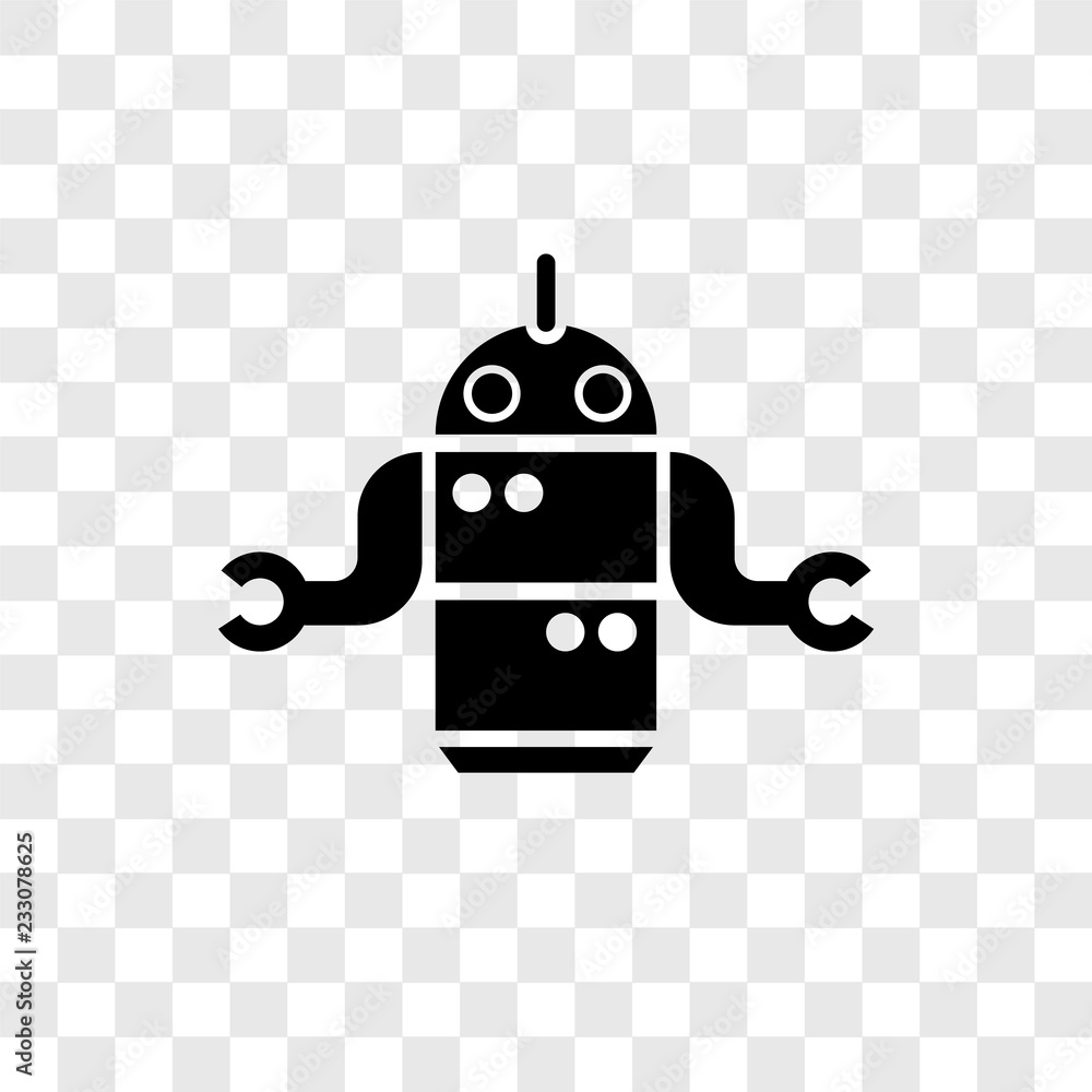 Poster robot vector icon isolated on transparent background, robot transparency logo design
