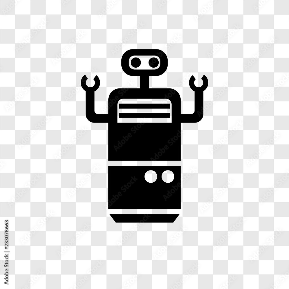 Poster robot vector icon isolated on transparent background, robot transparency logo design
