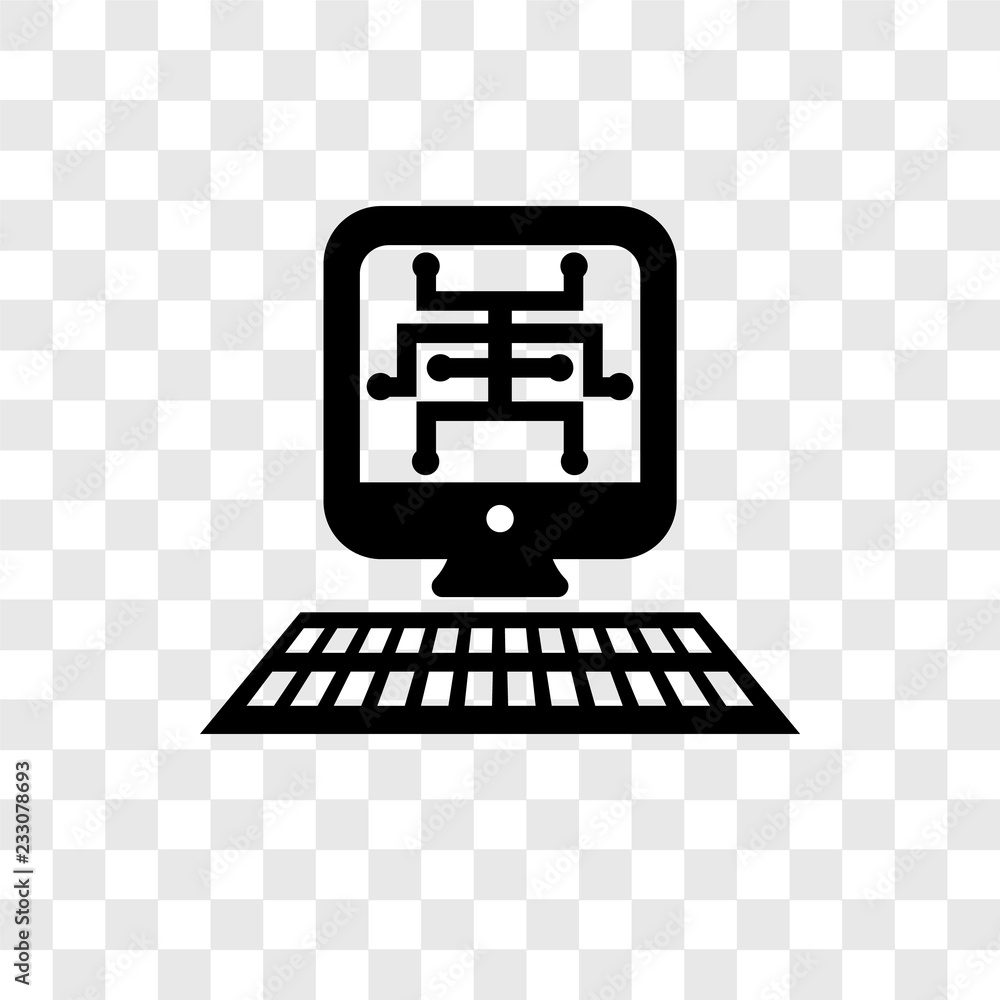 Poster computer vector icon isolated on transparent background, computer transparency logo design