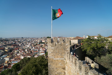 Castelo de Sao Jorge and Portugese Flag