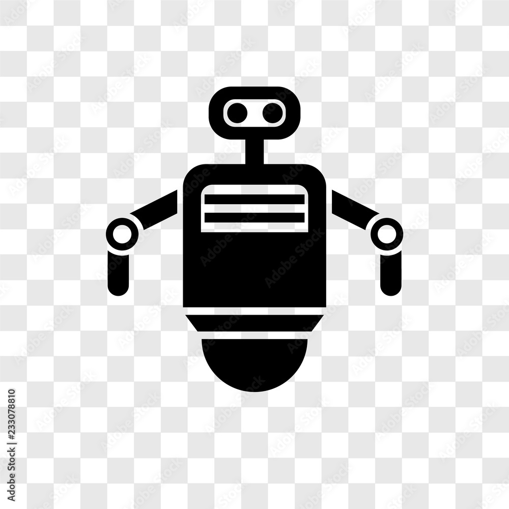 Poster robot vector icon isolated on transparent background, robot transparency logo design