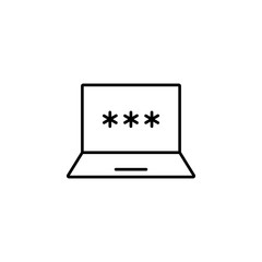 laptop password entrance symbol line black icon on white background