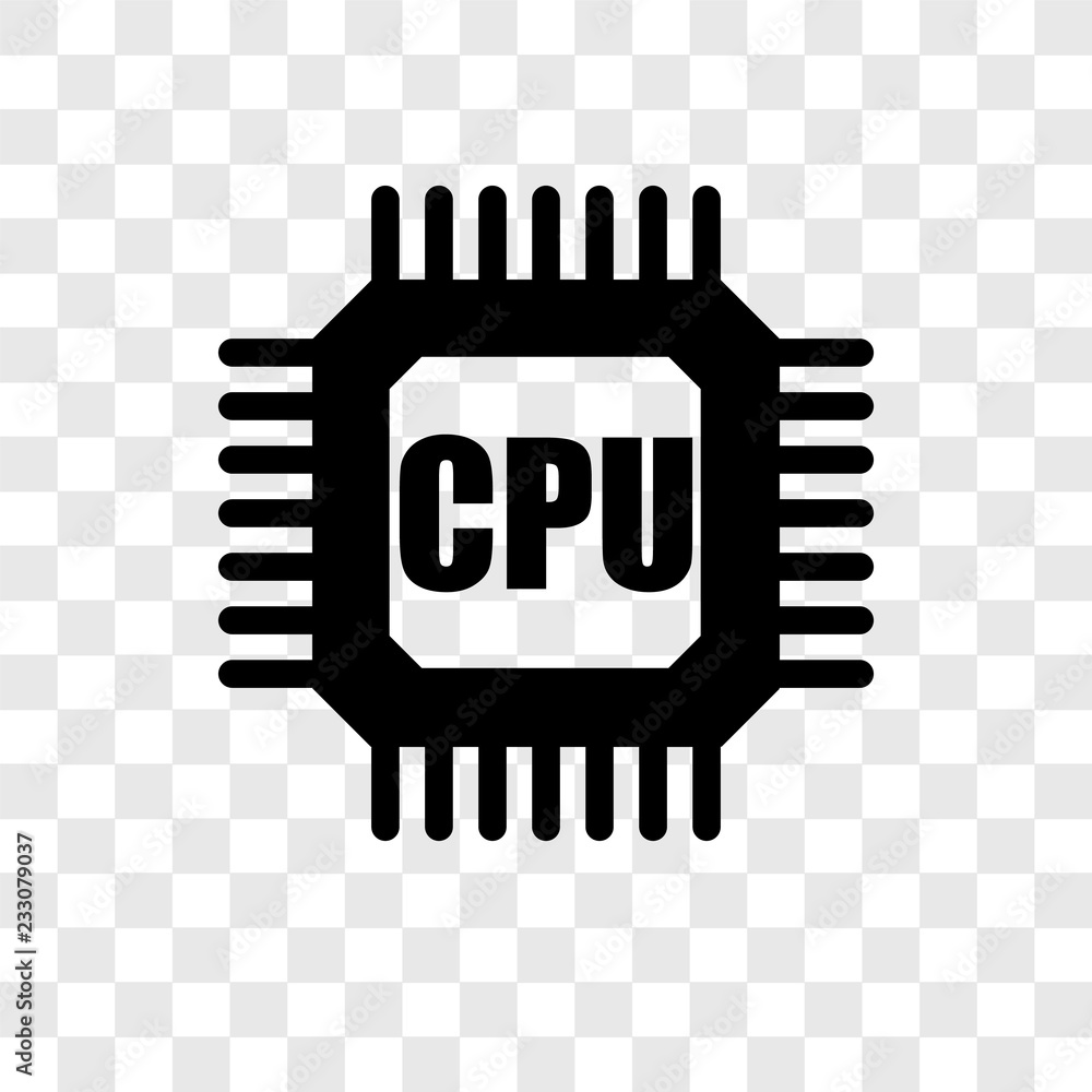 Poster cpu vector icon isolated on transparent background, cpu transparency logo design