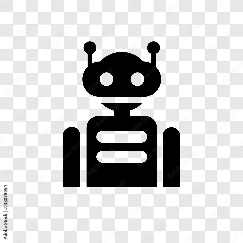 Poster robot vector icon isolated on transparent background, robot transparency logo design