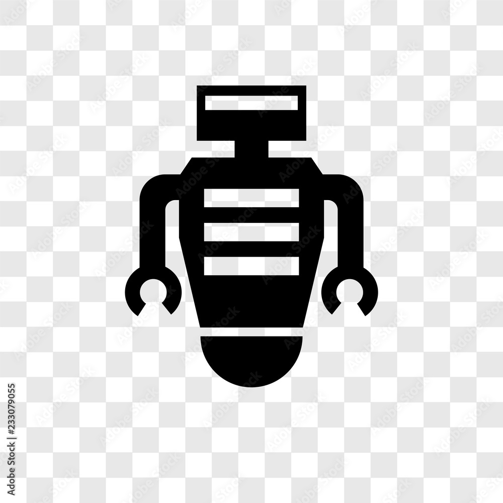 Poster robot vector icon isolated on transparent background, robot transparency logo design