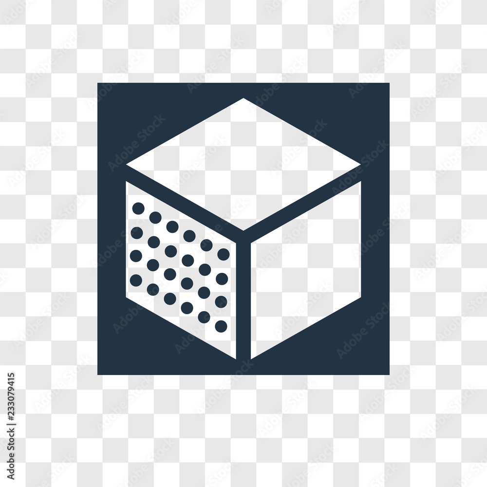 Poster cube vector icon isolated on transparent background, cube transparency logo design