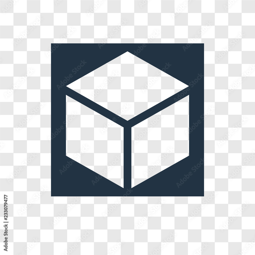 Poster cube vector icon isolated on transparent background, cube transparency logo design