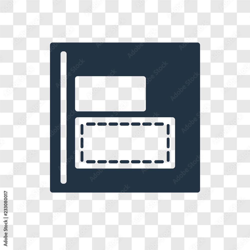 Poster left alignment vector icon isolated on transparent background, left alignment transparency logo desi