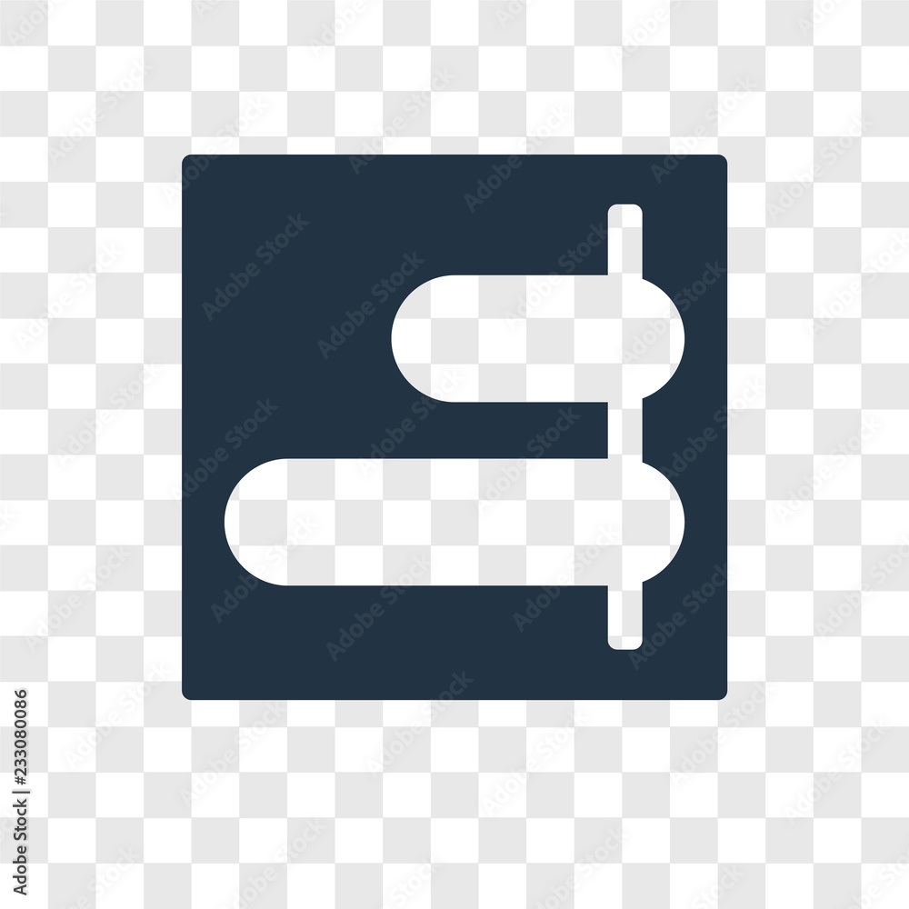 Poster right alignment vector icon isolated on transparent background, right alignment transparency logo de