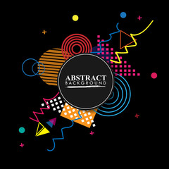 Abstract geometric background. Colorful image.Modern style abstraction with composition made of various rounded shapes in color. Vector illustration.