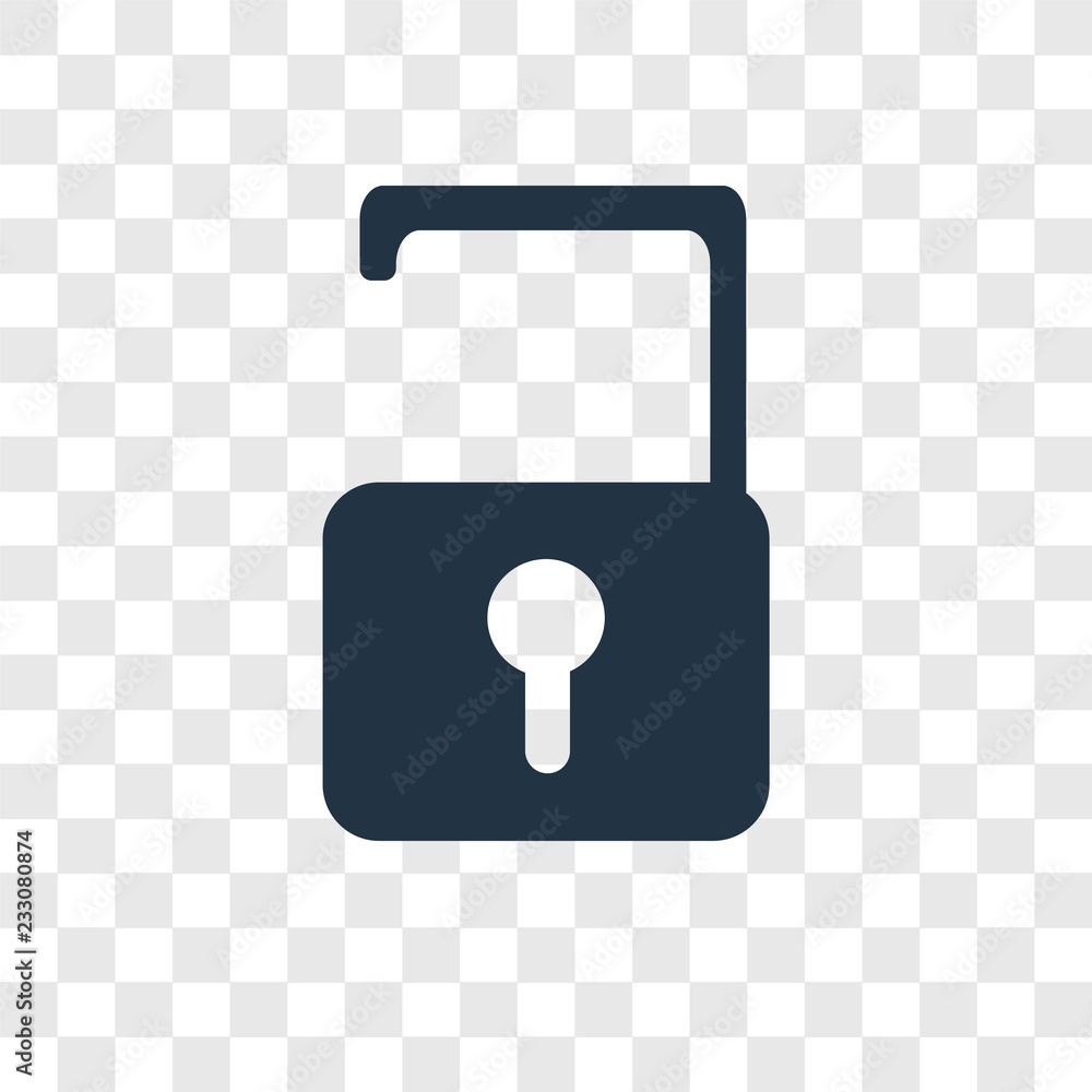 Poster unlock vector icon isolated on transparent background, unlock transparency logo design