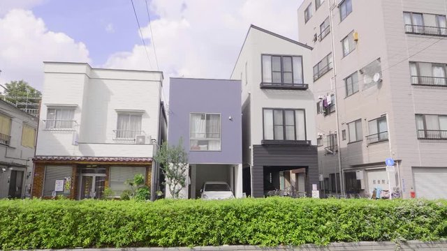 Buildings in Tokyo suburbs and blue sky