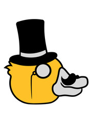 gesicht kopf herr sir gentlemen zylinder hut monokel brille reich quietscheente gummiente badeente ente gans vogel baby kind klein süß niedlich comic cartoon clipart design