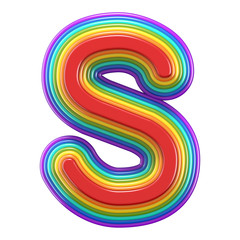 Concentric rainbow font letter S 3D