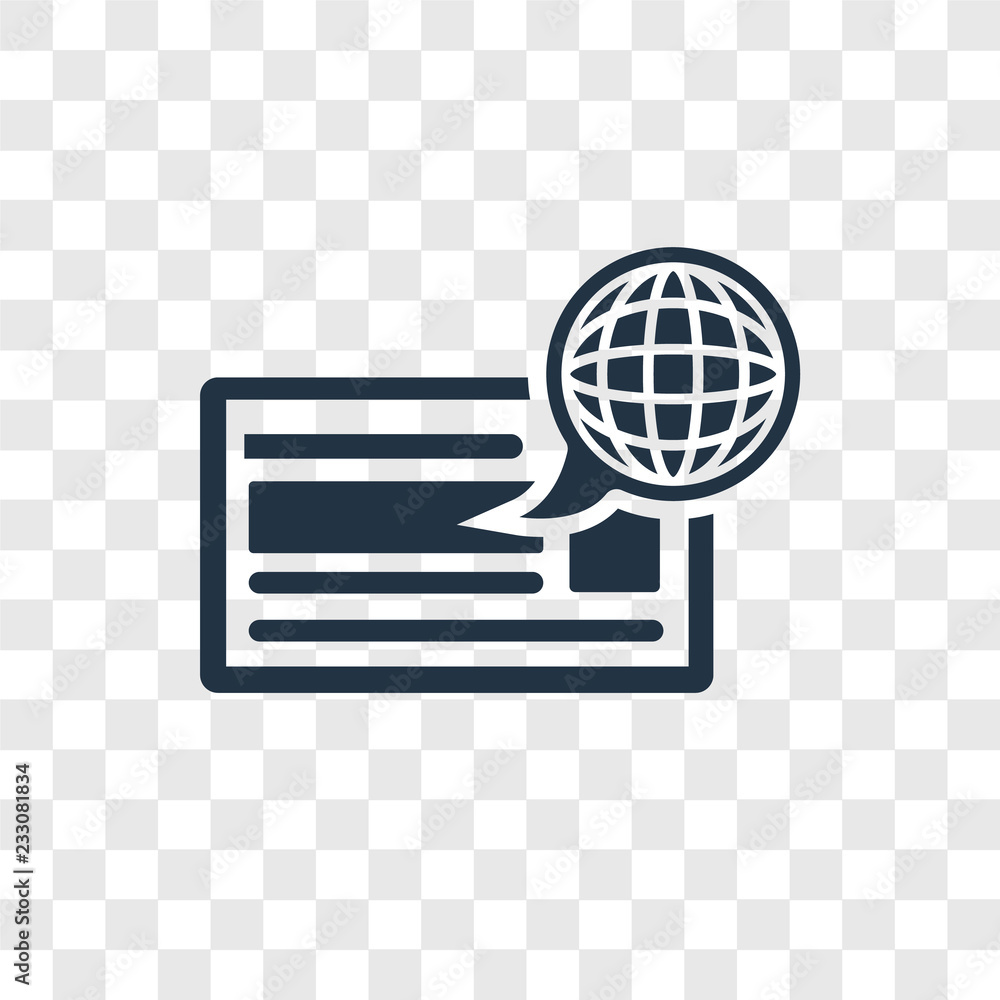 Poster browser vector icon isolated on transparent background, browser transparency logo design