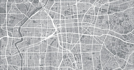 Urban vector city map of Nagoya, Japan