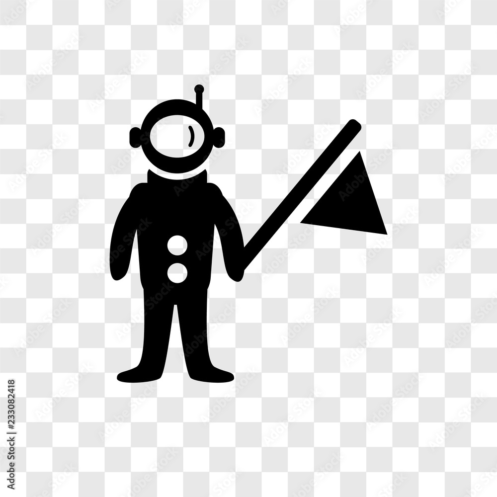 Poster astronaut and flag vector icon isolated on transparent background, astronaut and flag transparency l