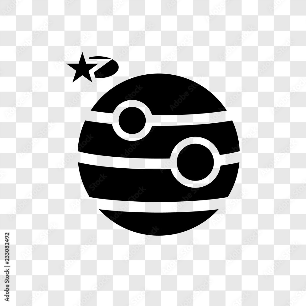 Poster jupiter with satellite vector icon isolated on transparent background, jupiter with satellite transp