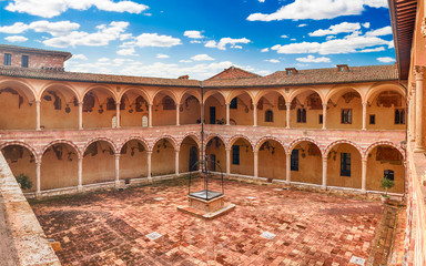 Courtyard of the friary of Saint Francis Church, Assisi, Italy
