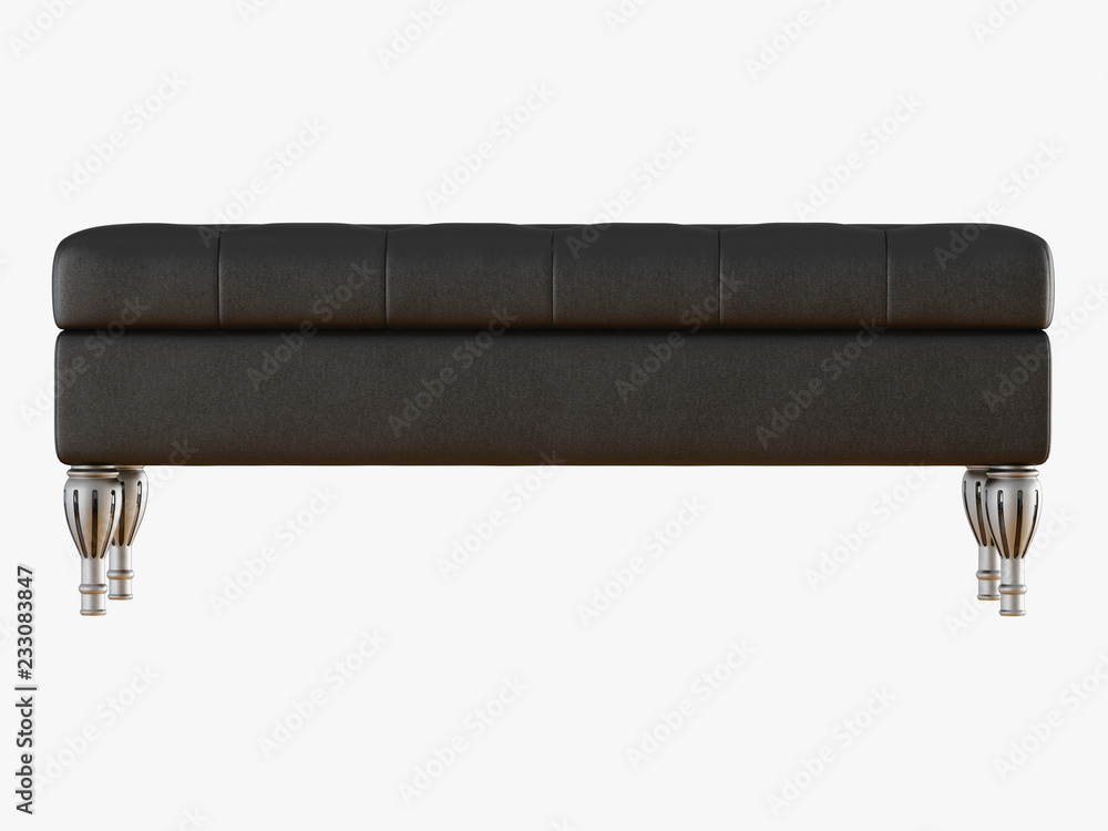 Poster bench capitone black front view 3d rendering