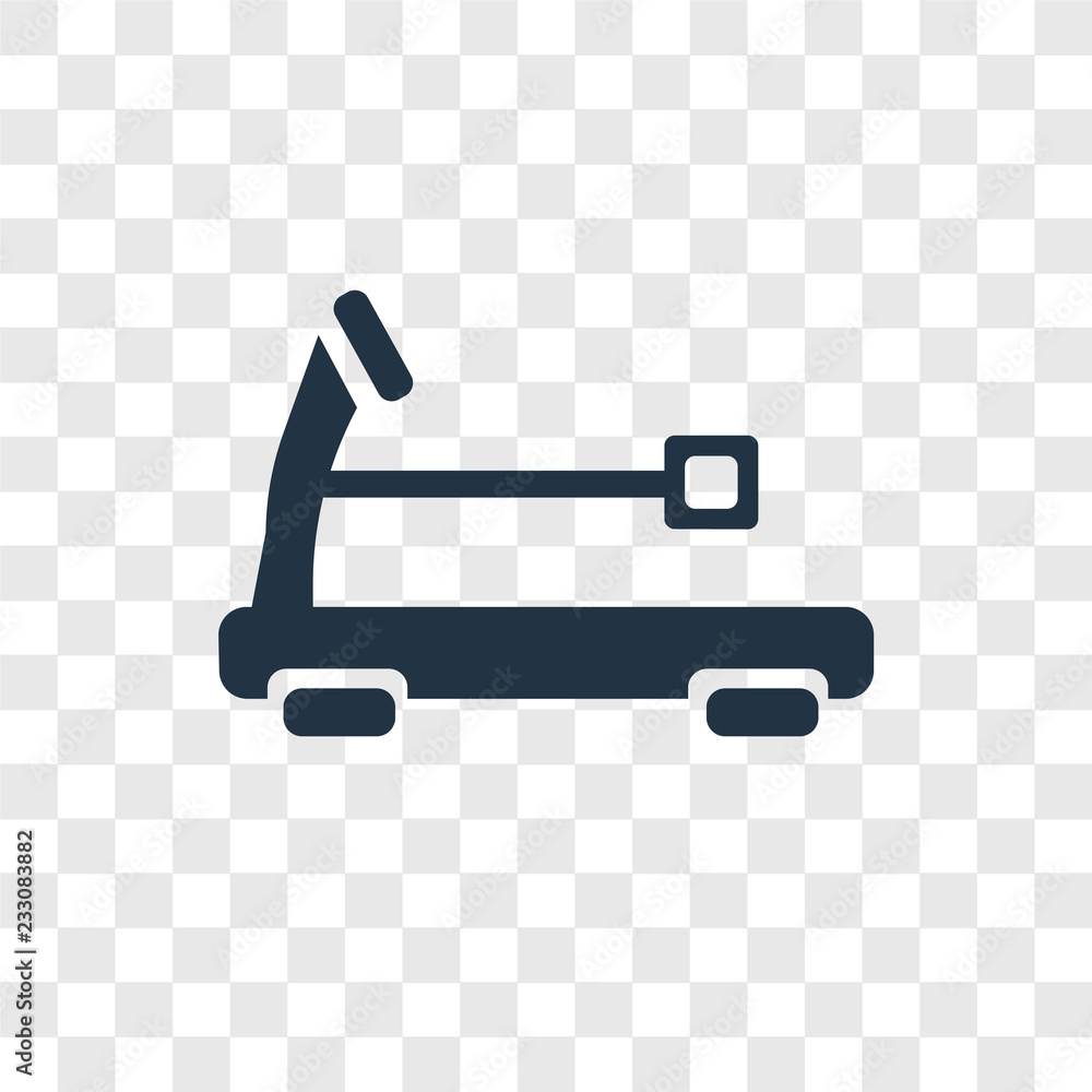 Poster treadmill vector icon isolated on transparent background, treadmill transparency logo design