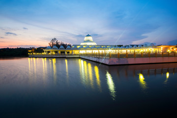sunset scenery at public mosque,seri iskandar,malaysia. soft focus,blur due to long exposure....