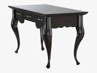 One wooden black table with drawers 3d rendering