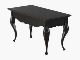 One wooden black table with drawers 3d rendering