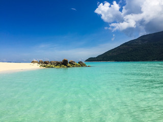 sea view at Koh Lipe Beach,Thailand with clear water and blue sky. visible noise due to high ISO.