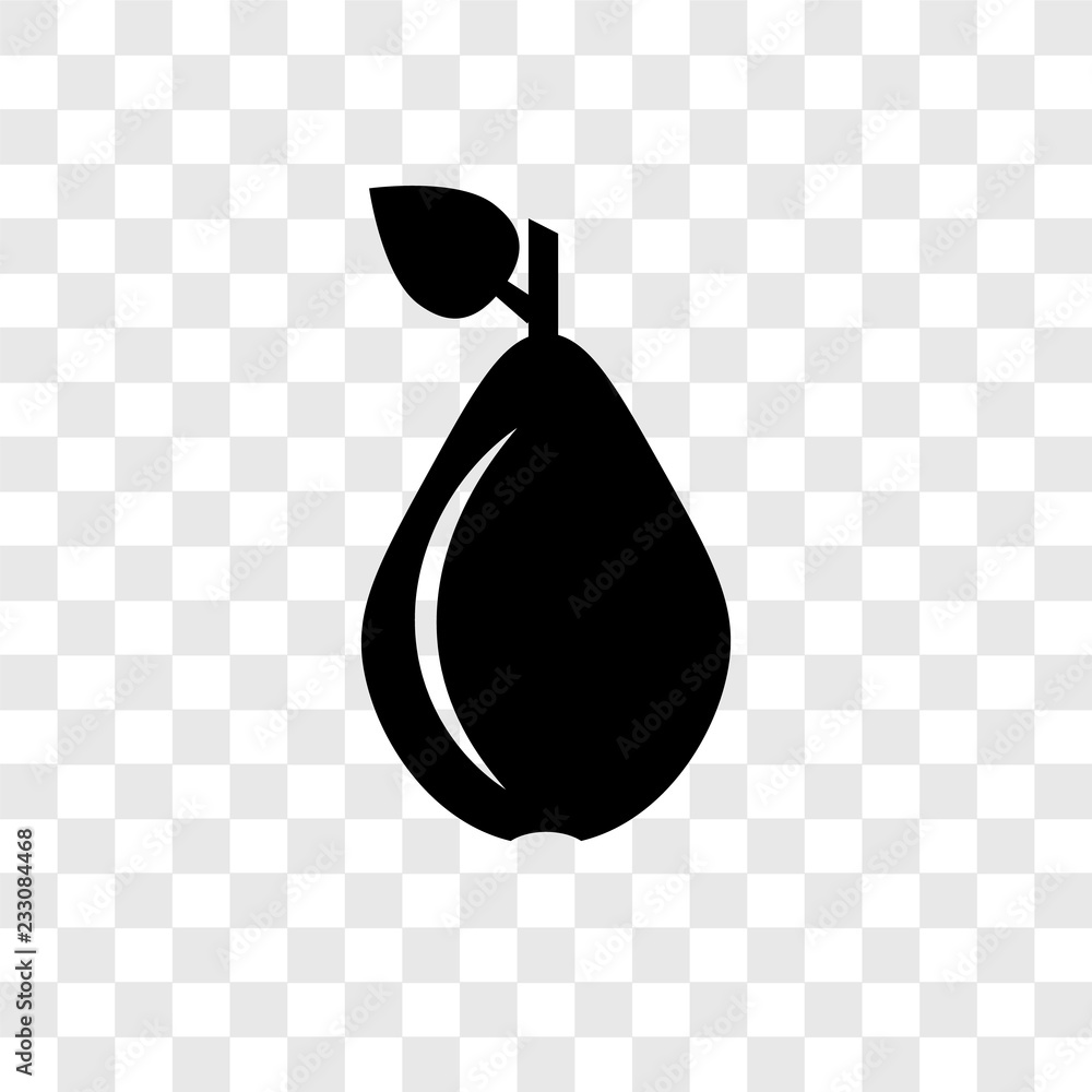 Poster pear vector icon isolated on transparent background, pear transparency logo design