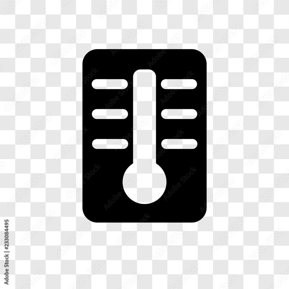 Poster thermometer vector icon isolated on transparent background, thermometer transparency logo design