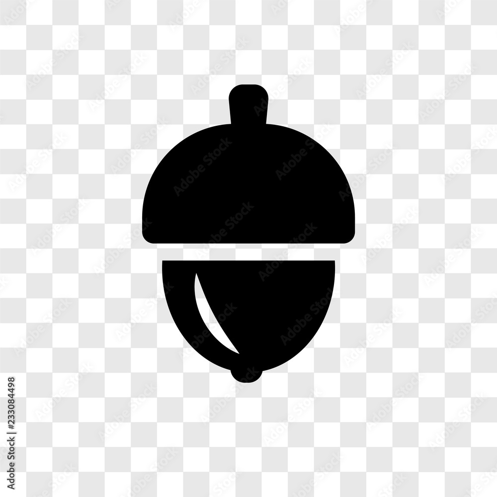 Poster acorn vector icon isolated on transparent background, acorn transparency logo design