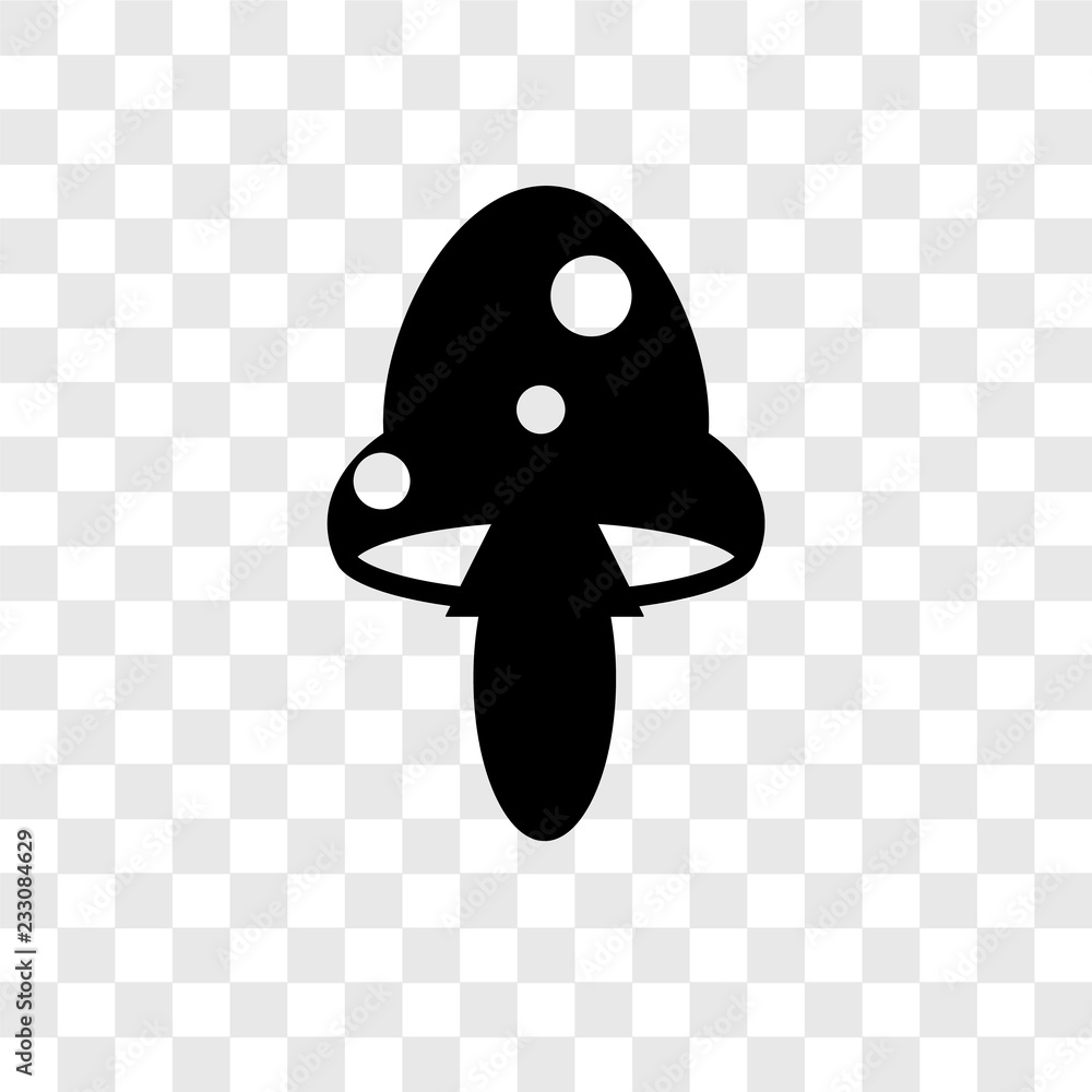 Poster mushroom vector icon isolated on transparent background, mushroom transparency logo design