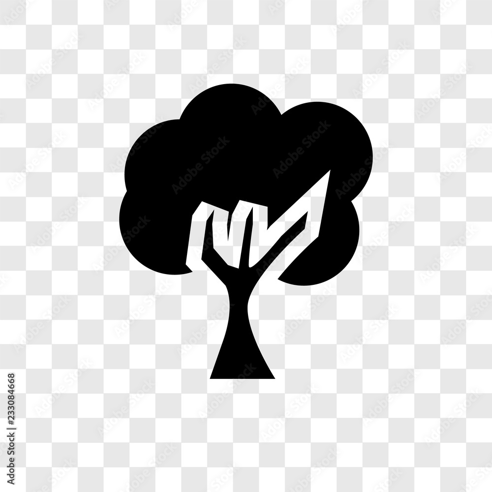 Poster tree vector icon isolated on transparent background, tree transparency logo design