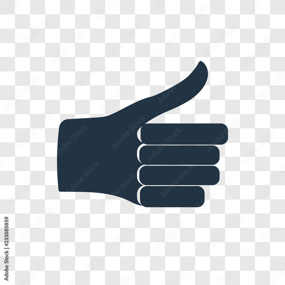 Poster thumb up vector icon isolated on transparent background, thumb up transparency logo design