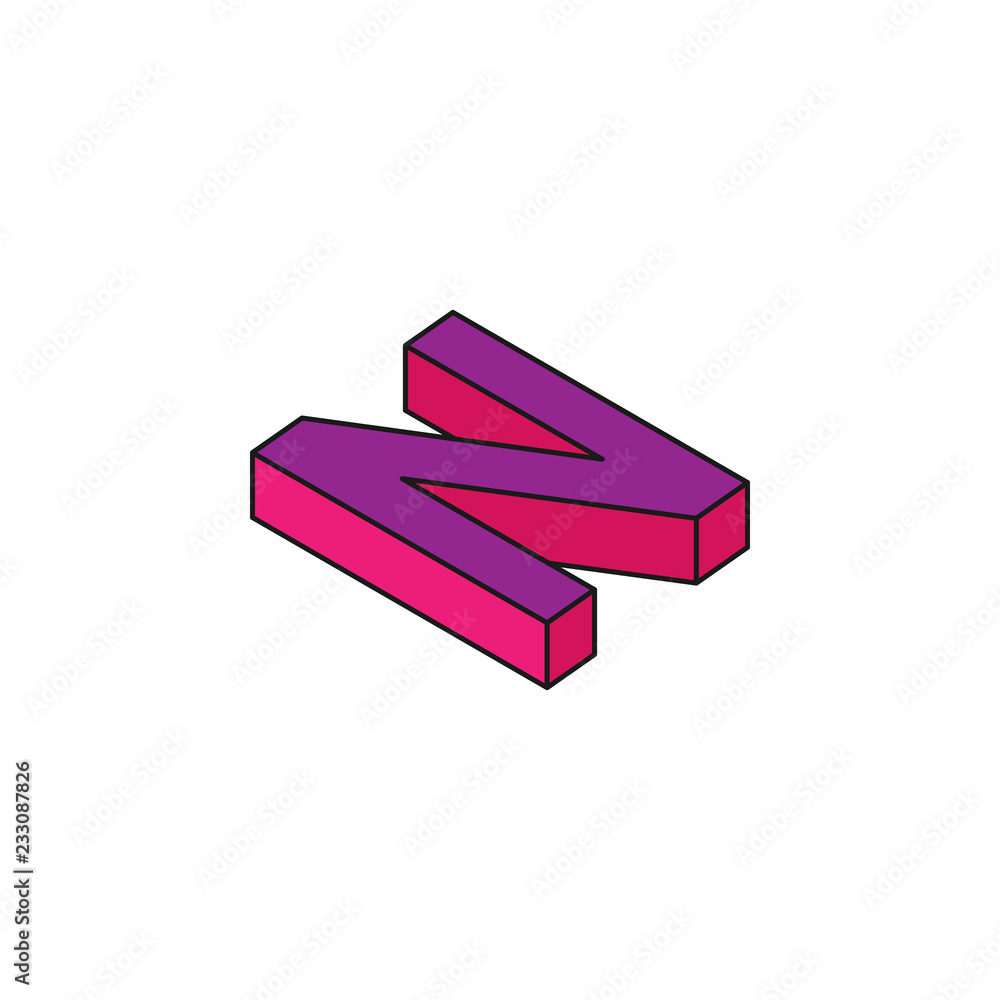Poster alphabet n, 3d colored isometric icon. element of 3d words and symbols icon for mobile concept and w