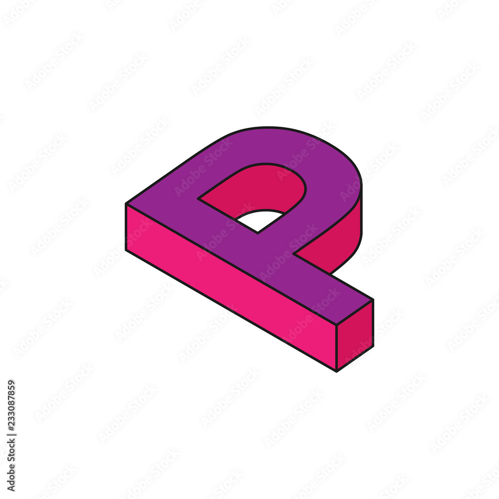 Poster alphabet p, 3d colored isometric icon. element of 3d words and symbols icon for mobile concept and w