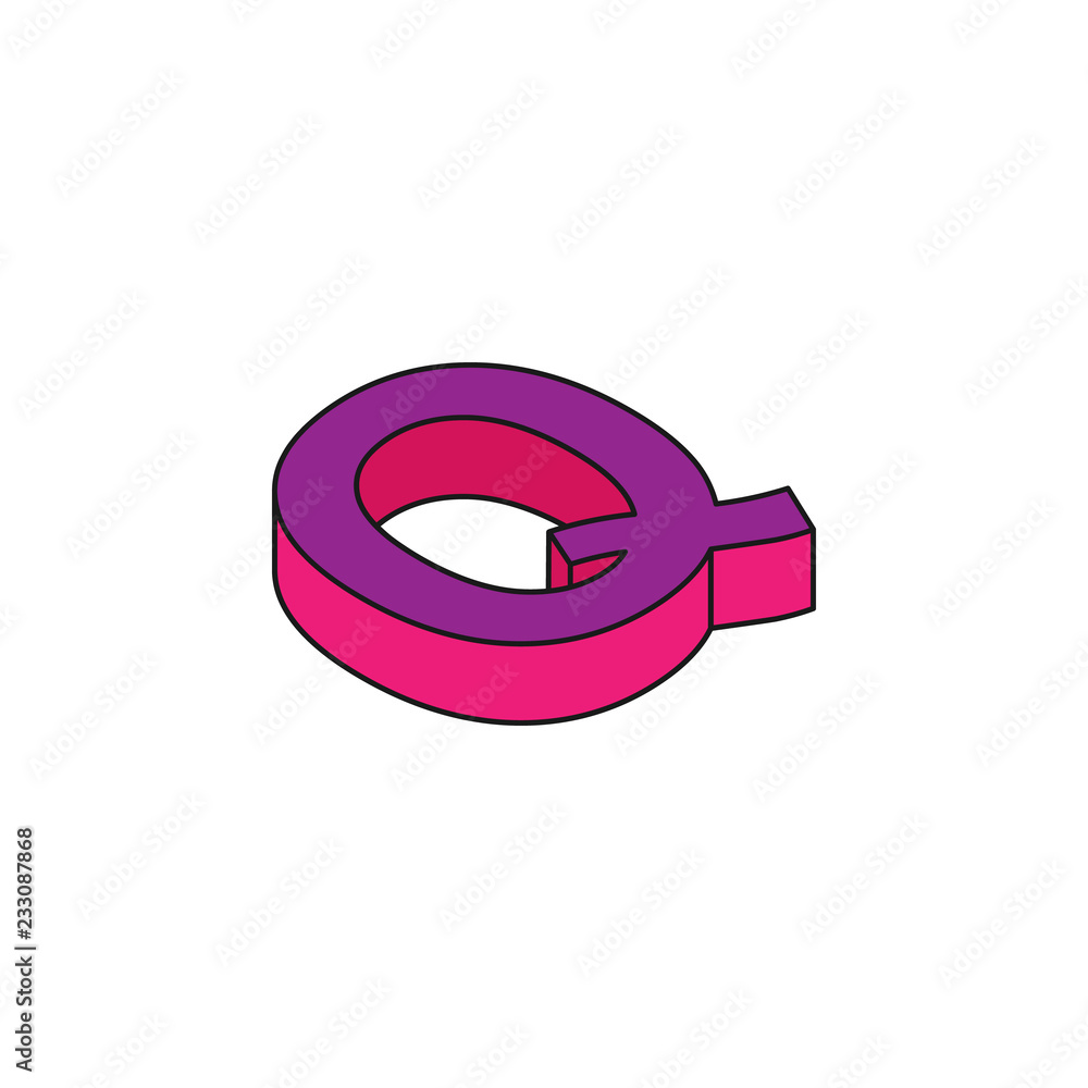 Poster alphabet q, 3d colored isometric icon. element of 3d words and symbols icon for mobile concept and w