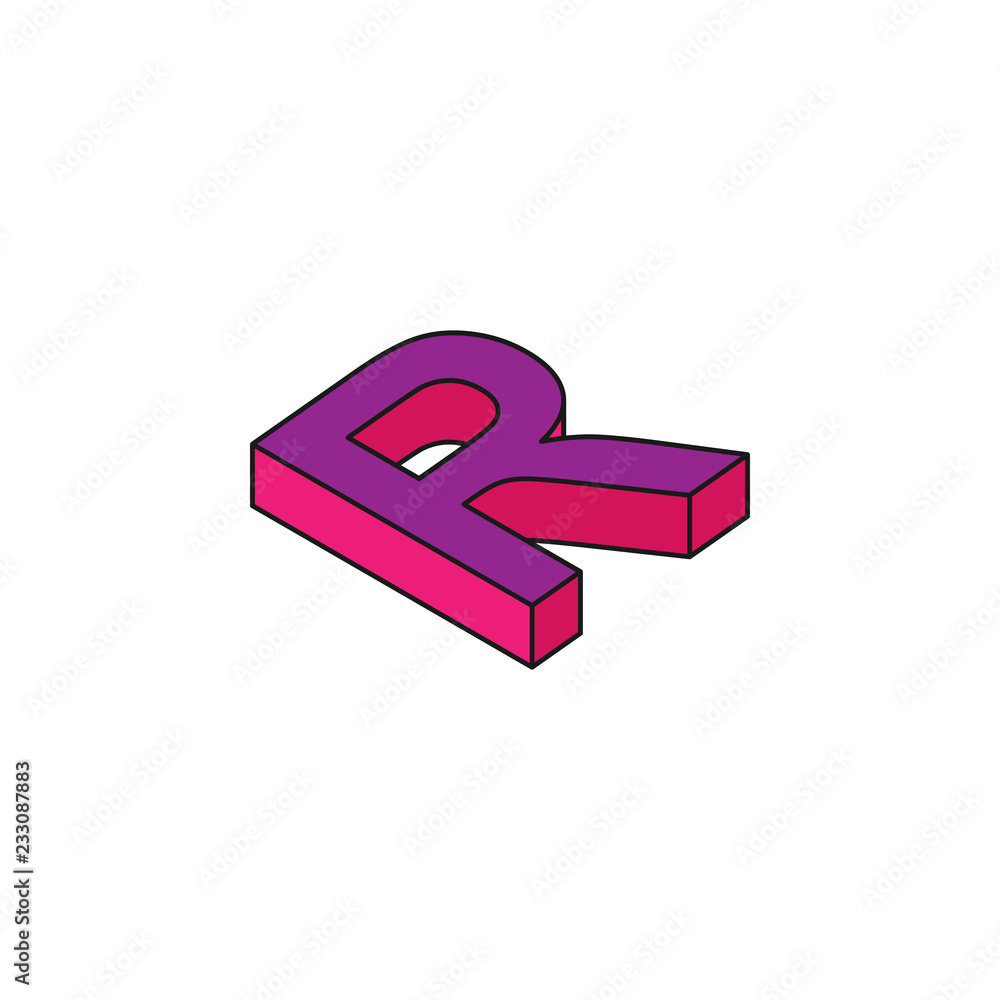 Poster alphabet r, 3d colored isometric icon. element of 3d words and symbols icon for mobile concept and w