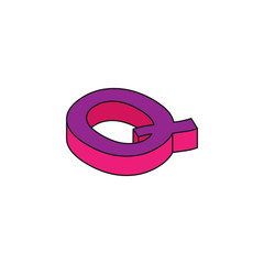 alphabet Q, 3D colored isometric icon. Element of 3d words and symbols icon for mobile concept and web apps. Isometric alphabet Q, 3D icon can be used for web and mobile