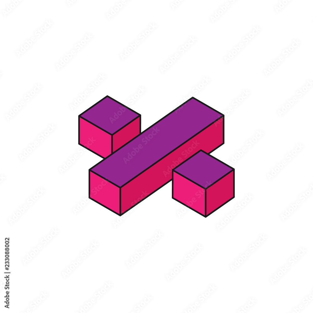 Poster mathematical sign divide, 3d colored isometric icon. element of 3d words and symbols icon for mobile