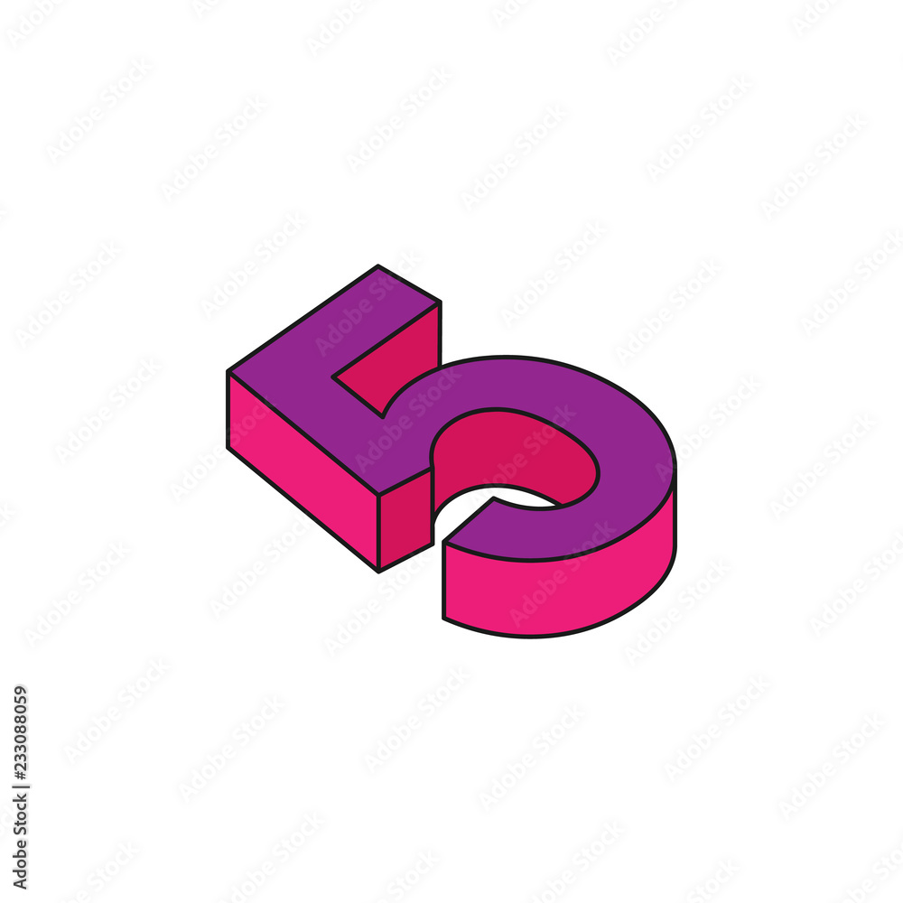 Poster number 5, 3d colored isometric icon. element of 3d words and symbols icon for mobile concept and web