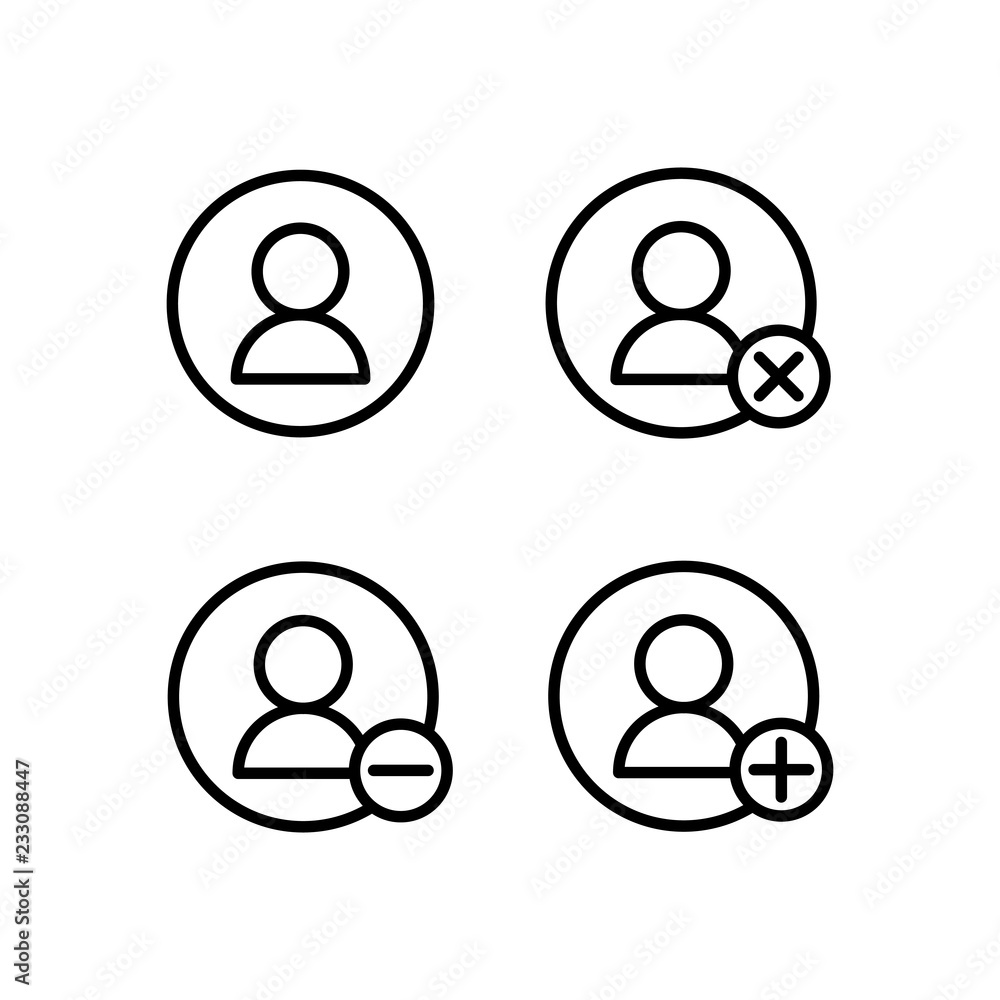Poster contact, remove, plus, delete sign icons. element of outline button icons. thin line icon for websit