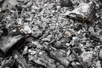 Gray ash from the oven background texture, cinder, grey ashes from the wood from the fireplace