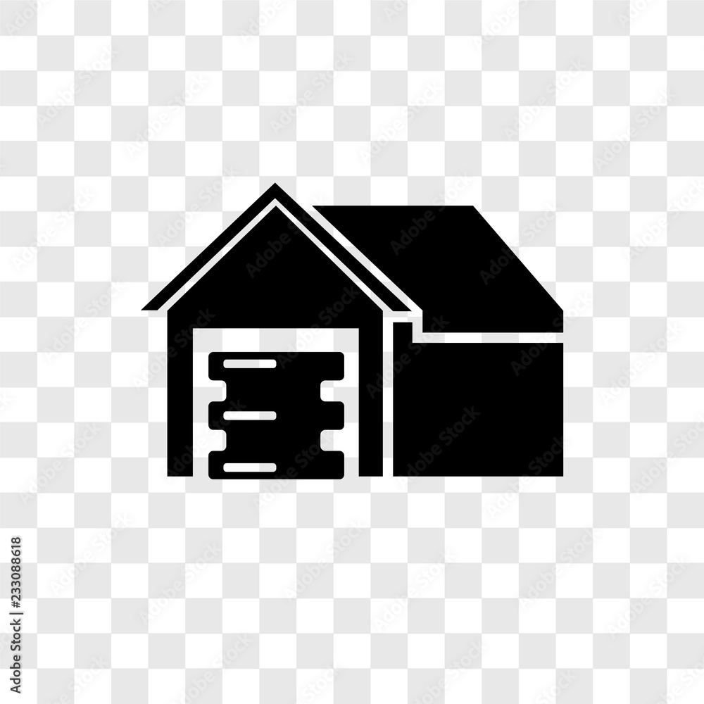 Poster warehouse vector icon isolated on transparent background, warehouse transparency logo design