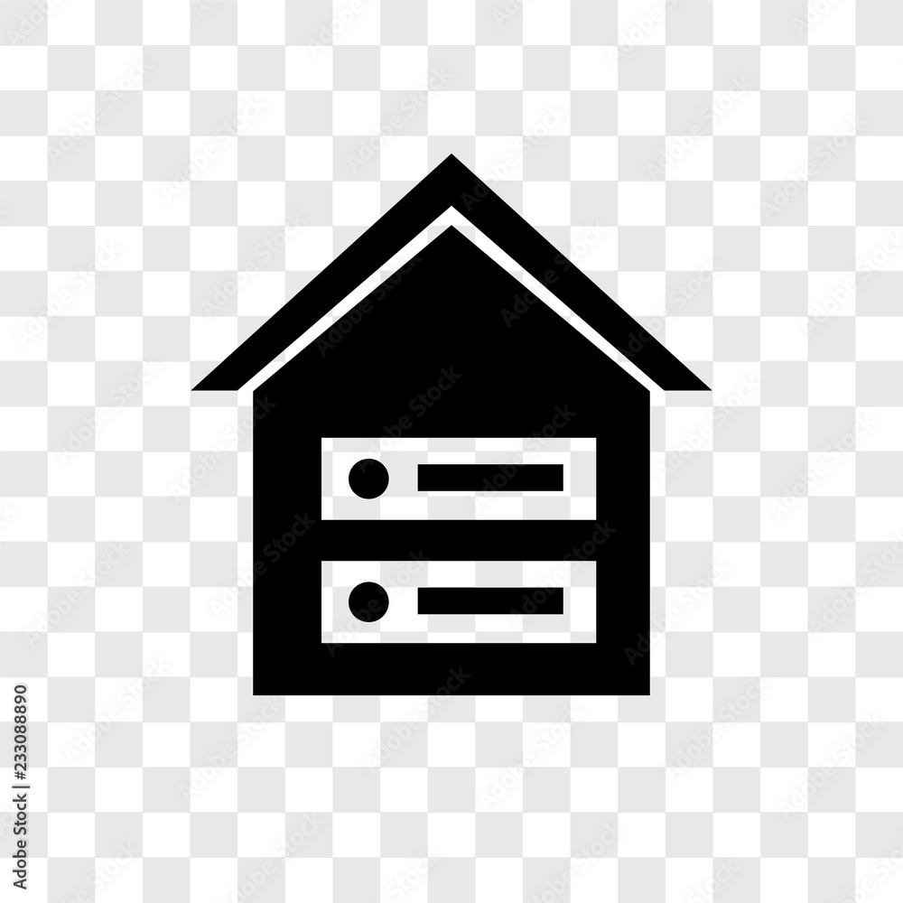 Poster warehouse vector icon isolated on transparent background, warehouse transparency logo design