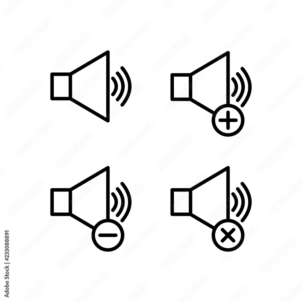 Poster sound, plus, remove, minus sign icons. element of outline button icons. thin line icon for website d