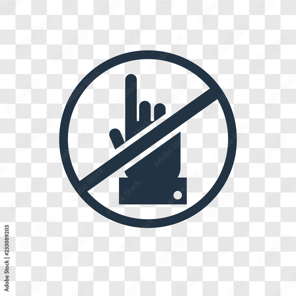 Poster no touch vector icon isolated on transparent background, no touch transparency logo design