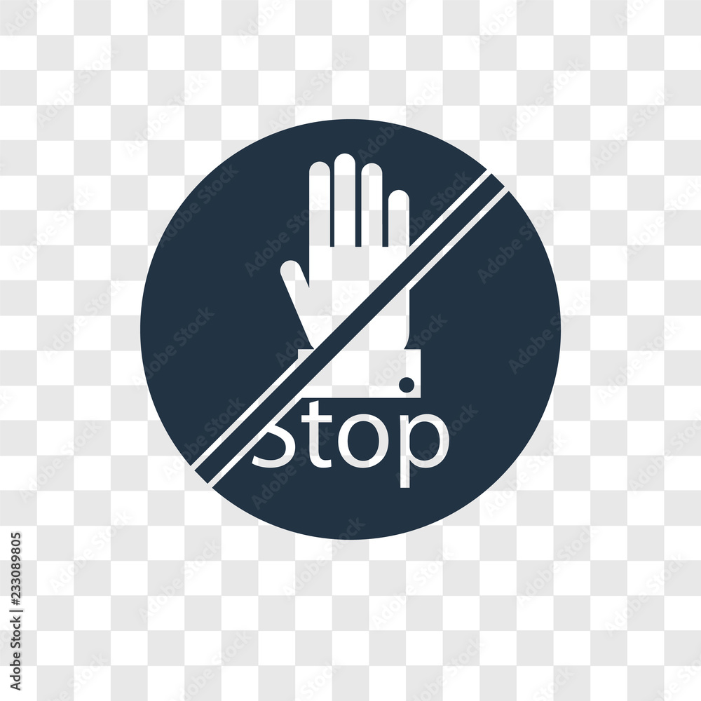Poster Stop vector icon isolated on transparent background, Stop transparency logo design