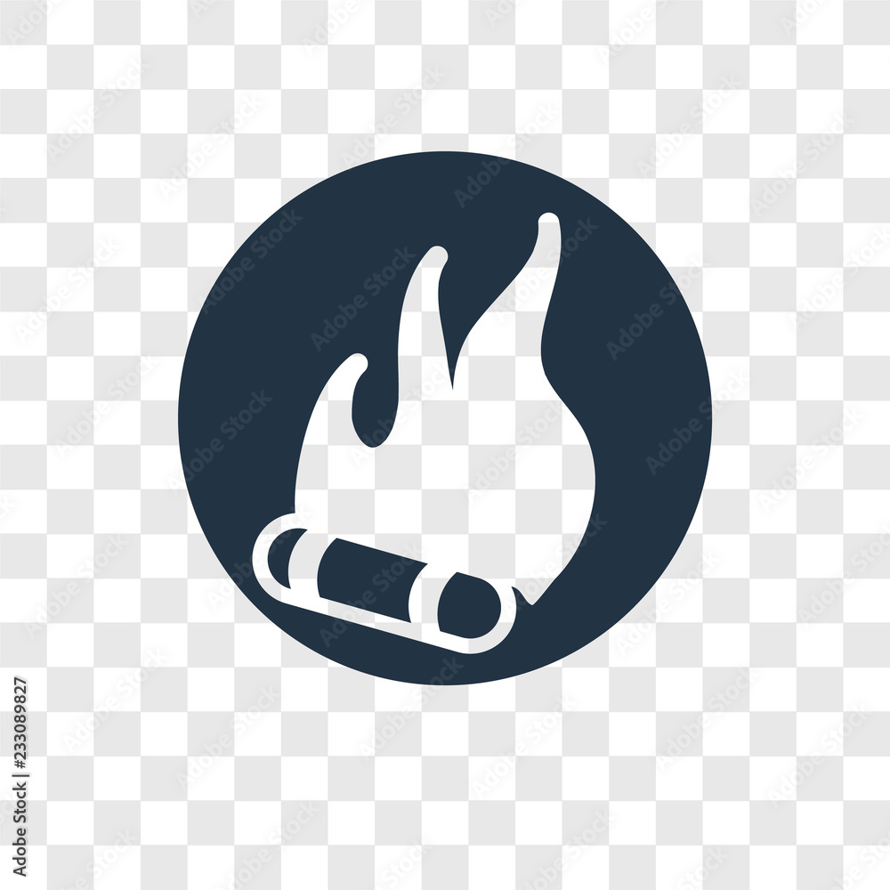 Poster fire warning vector icon isolated on transparent background, fire warning transparency logo design